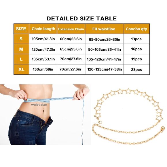 Trendy Women's Star Adjustable Waist Chain - Fashion Accessory For Jeans And🌸 - Picture 7 of 7